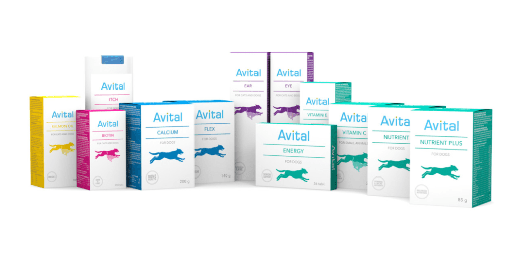 Collection of Avital supplements for canines and felines