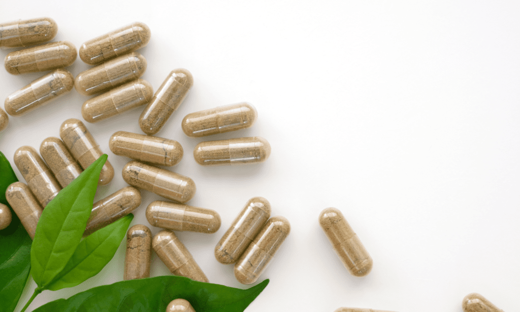 Nutraceutical capsules on a white background